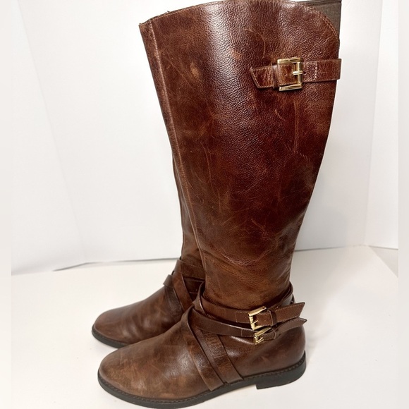 COLE HAAN Brown leather knee high riding boots - Picture 7 of 12